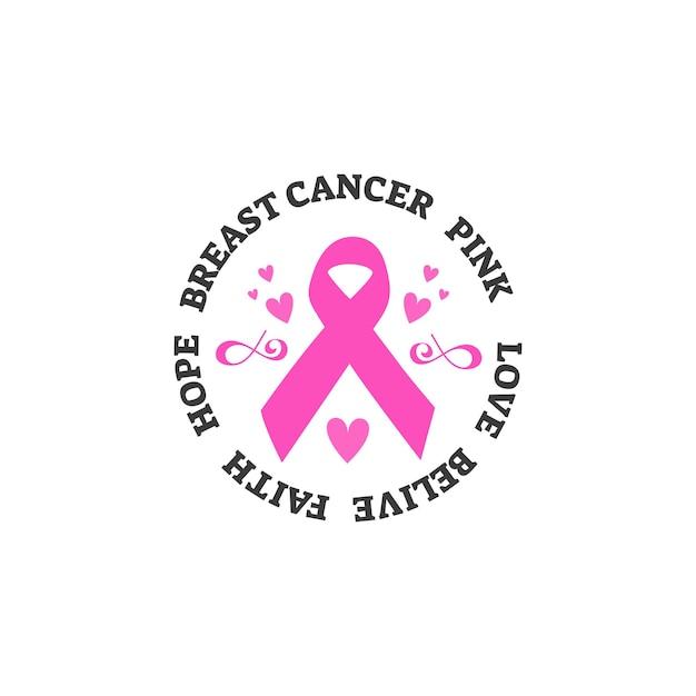 Stop Cancer. Fight Cancer. Motivation Lettering. Pink Ribbon Illustration Vector