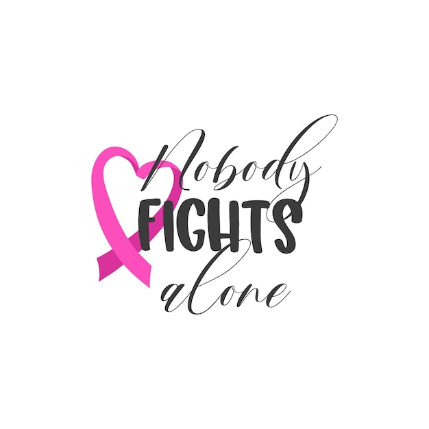 Stop cancer. Fight cancer. Motivation lettering. Pink ribbon illustration vector