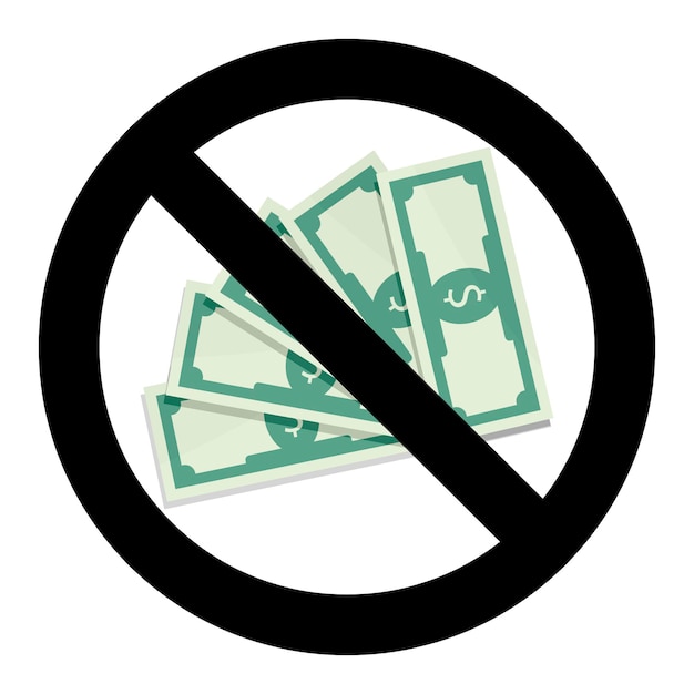 Stop cash and currency no money label vector