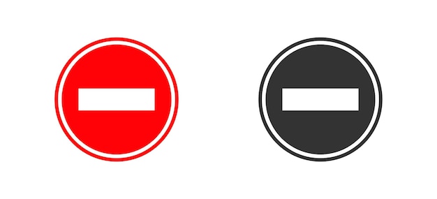 Stop circle road sign Red and black icon in flat Isolated vector