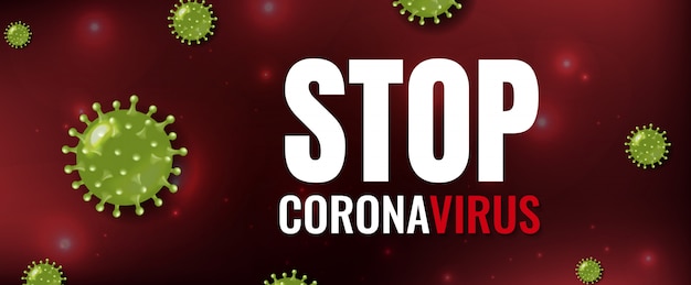 Ferma banner coronavirus con testo
