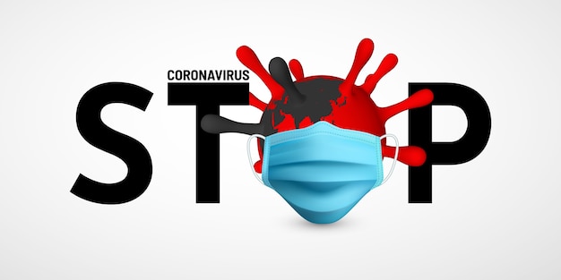 Stop coronavirus covid-19 . illustration of virus unit medical mask. world pandemic concept.