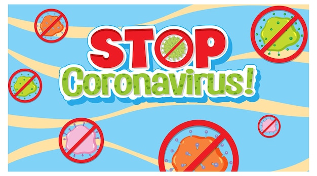 Stop coronavirus font with no virus sign banner