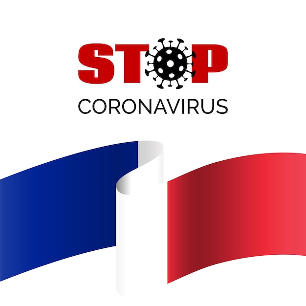 Stop coronavirus in frankrijk vectorbanner voor covid19-viruspreventie met franse vlag