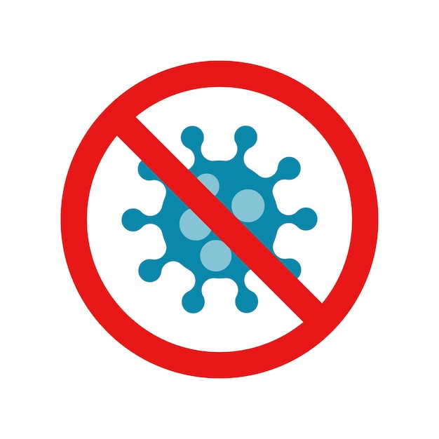 Stop coronavirus rood verbied teken vector corona virus symbool bacteriën covid ncp