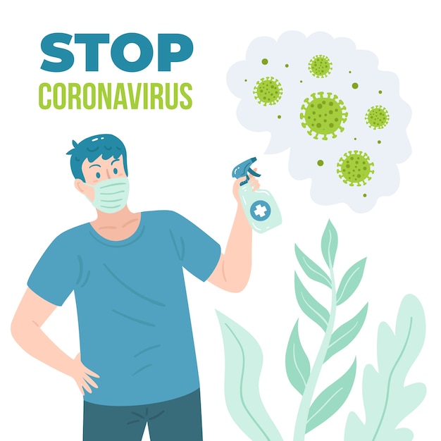 Vector stop coronavirus with disinfectant