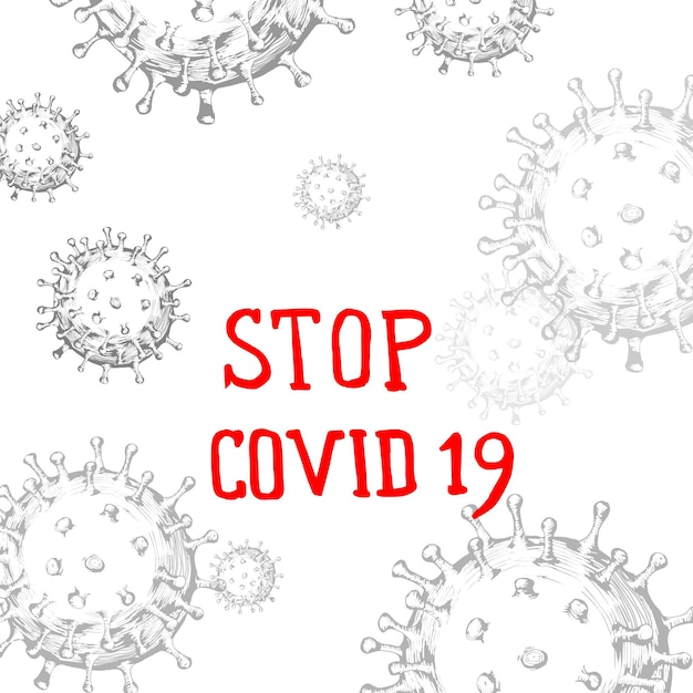 Stop coronaviruscoronavirus 2019ncov flu infection microscopic view of floating china pathogen