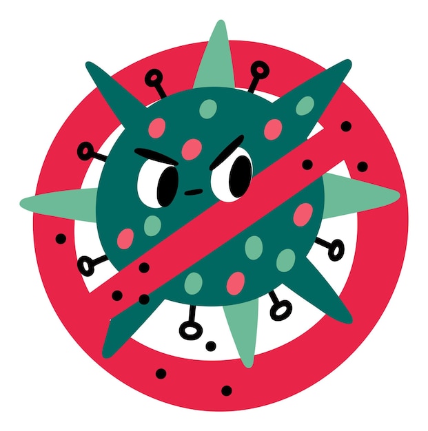 Stop coronavirusteken Grappige groene viruspreventie