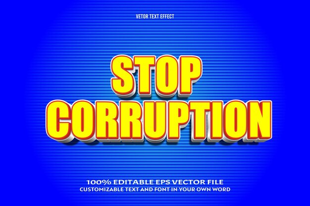 Stop corruptie bewerkbaar teksteffect 3 dimensie reliëf komische stijl