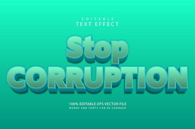 Stop corruption editable text effect 3 dimension emboss modern style