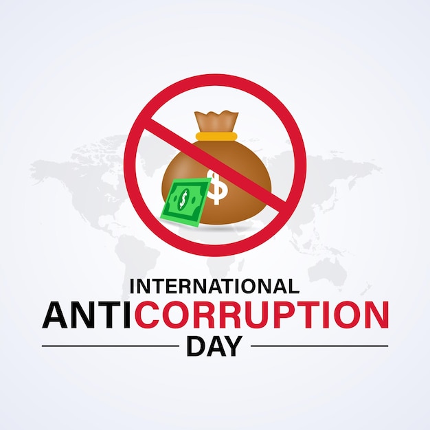 Stop corruption icon International Anti corruption day Prohibition sign