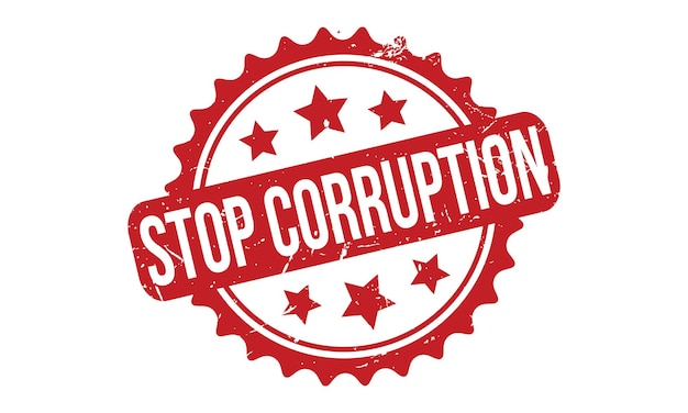 Stop corruption rubber stamp seal vector