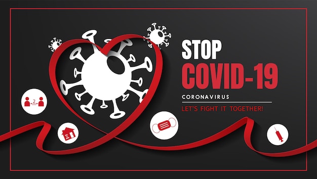 Vettore ferma il design del banner del coronavirus covid19