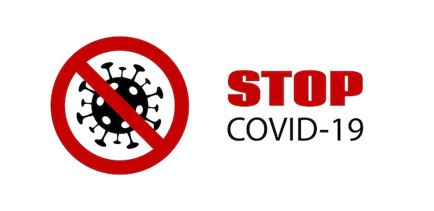 Stop covid19 banner vettoriale segnale di avvertenza per il coronavirus