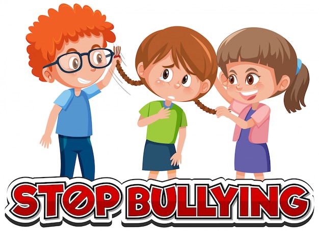 Stop domestic violence font design with kids bullying friend