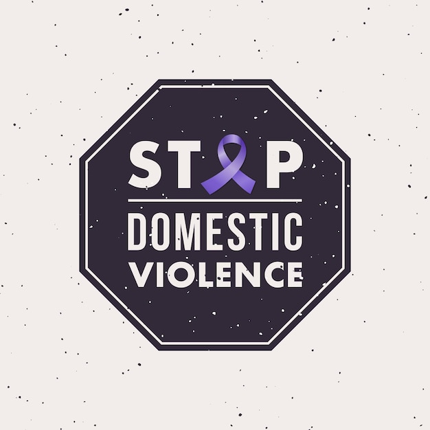 Stop alla violenza domestica timbro con il mese della consapevolezza
