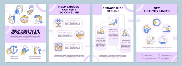 Вектор Остановить doomscrolling советы для родителей шаблон брошюры