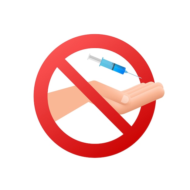 Stop drugs-teken geen spuit verbod op vaccinatie verbod op injectie vector stock illustratie