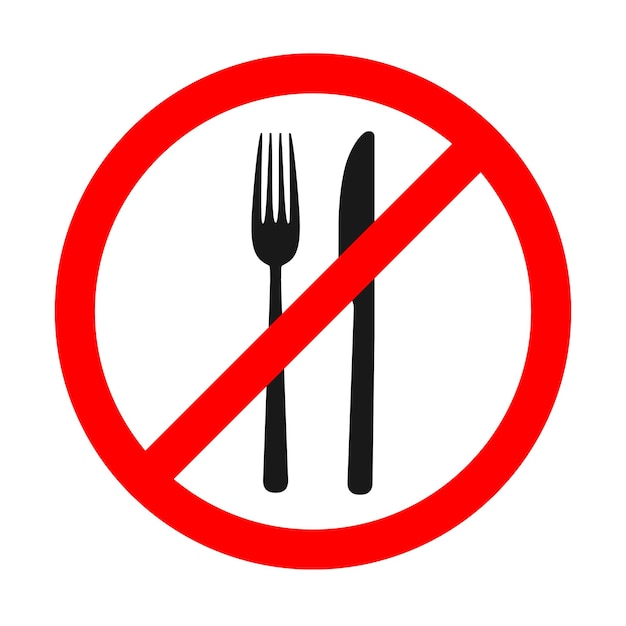 Vector stop eating sign isolated no food vector sign