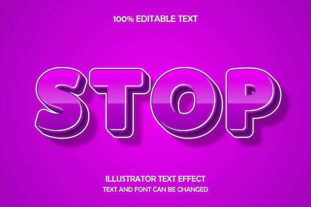 Stop, editable text effect modern shadow style