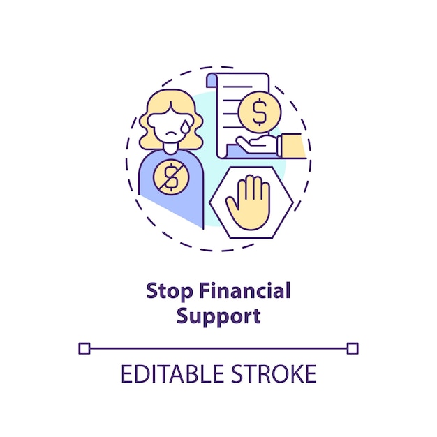 Fermare l'icona del concetto di sostegno finanziario