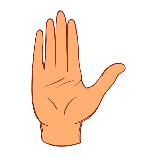 Stop gesture icon in cartoon style on a white background