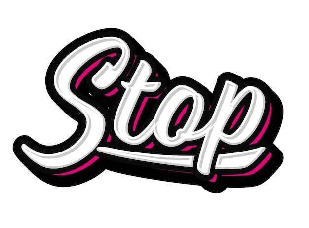 Stop handlettering typografie vector sjabloon