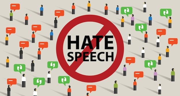 Vector stop hate speech conflict violence start from comments aggressive communication by crowd