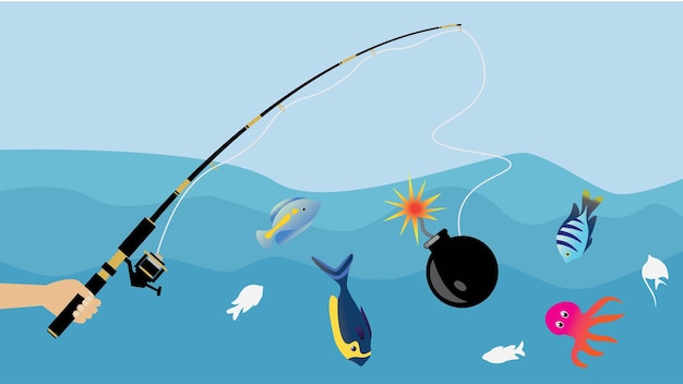 Premium Vector  Stop illegal and destructive fishing with bomb