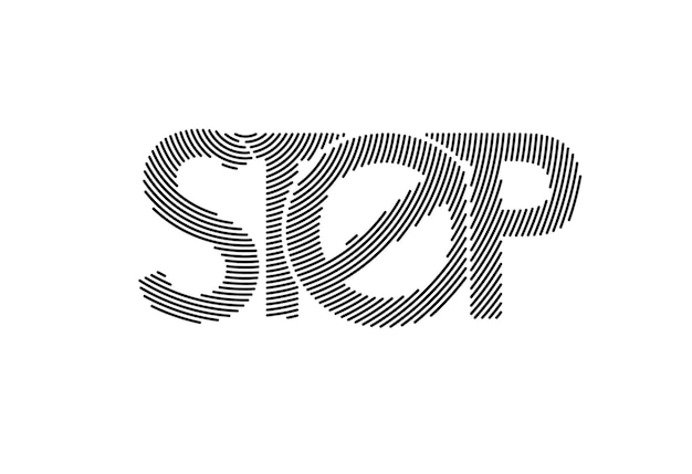 Vector stop kalligrafische lijnwerk tekst winkelen poster vector illustratie ontwerp.