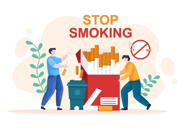 Stop met roken of geen sigaretten Illustratie
