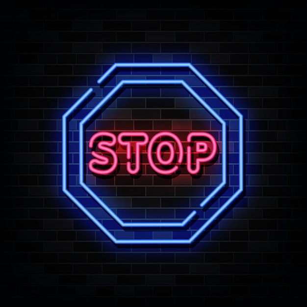 Stop neon sign . Design template neon sign