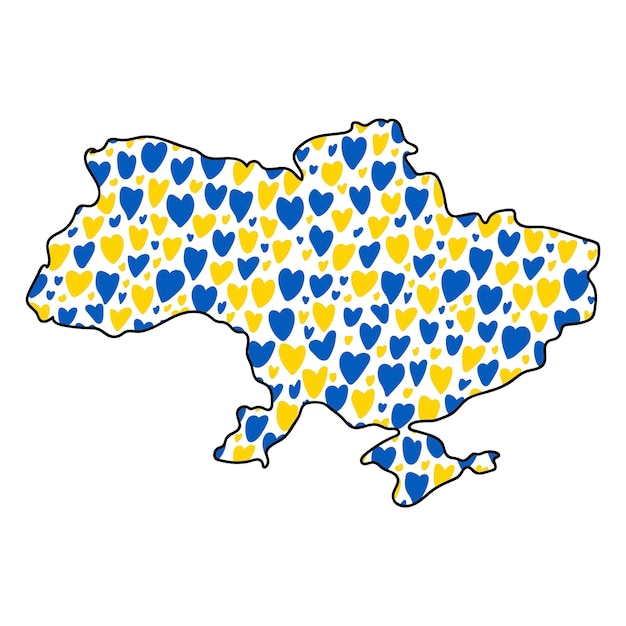 Vector stop oorlog in oekraïne concept vectorillustratie hart liefde voor oekraïne oekraïense vlag en kaart