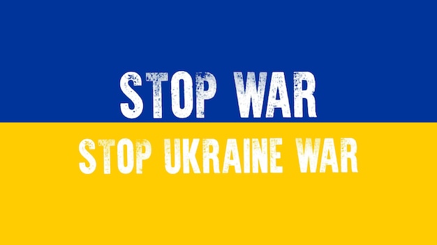 Stop oorlog oekraïne oorlogsconflict oekraïne rusland oorlog vectorillustraties op blauwe en gele kleur