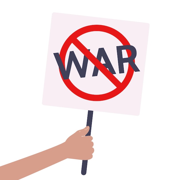 Stop oorlog plakkaat Hand met protestcampagne Vectorillustratie