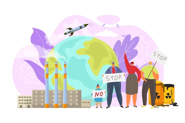 Stop pollution strike illustration