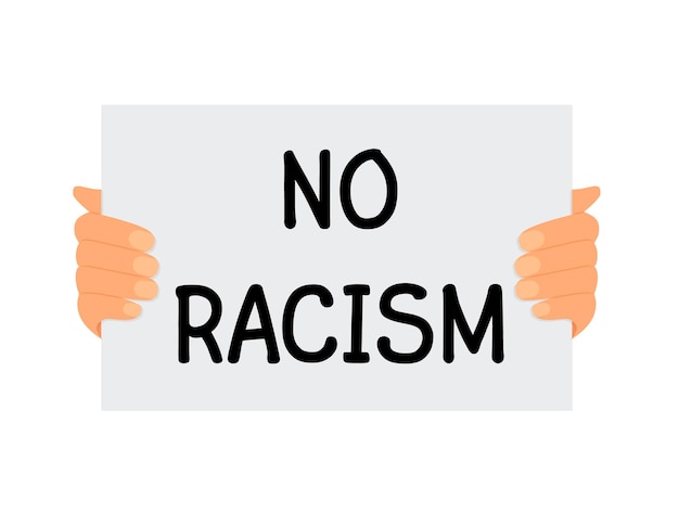 Stop racism icon Motivational poster against racism and discrimination Vector Illustration