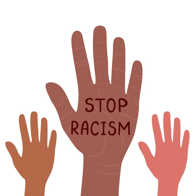 Vector stop racism motivational poster against racism and discrimination hand drawn illustration