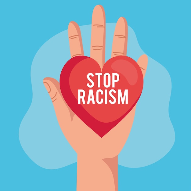 Stop racisme, en hand met hart, zwarte levens zijn belangrijk illustratie conceptontwerp