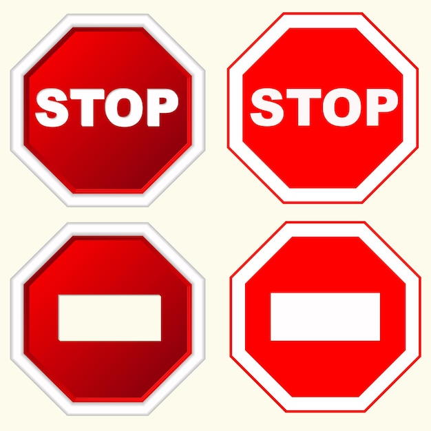 Vector stop red octagonal stop sign for prohibited activities with white inscription vector