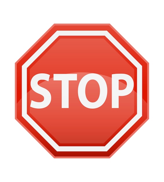 Stop road sign for traffic regulation on white
