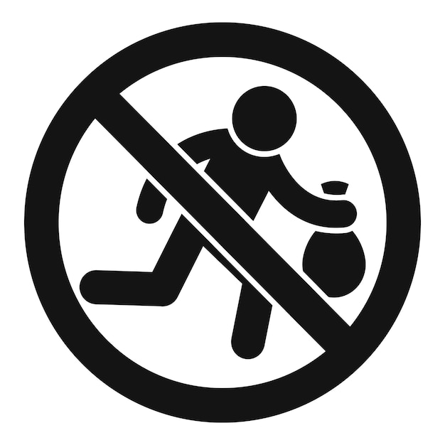 Stop robbery run icon simple vector secure crime