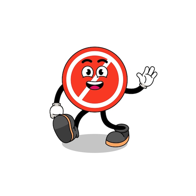 Stop sign cartoon walking character design