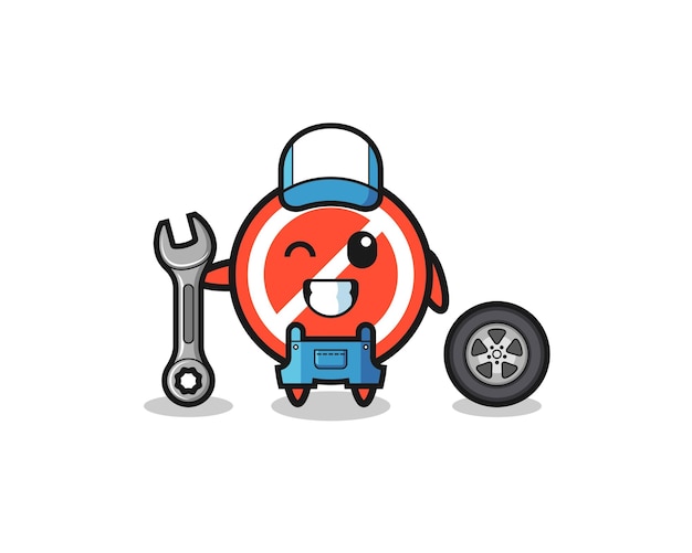 The stop sign character as a mechanic mascot