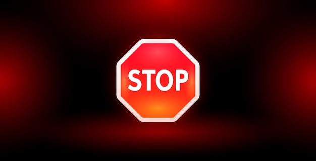 Stop Sign on Dark Red Background