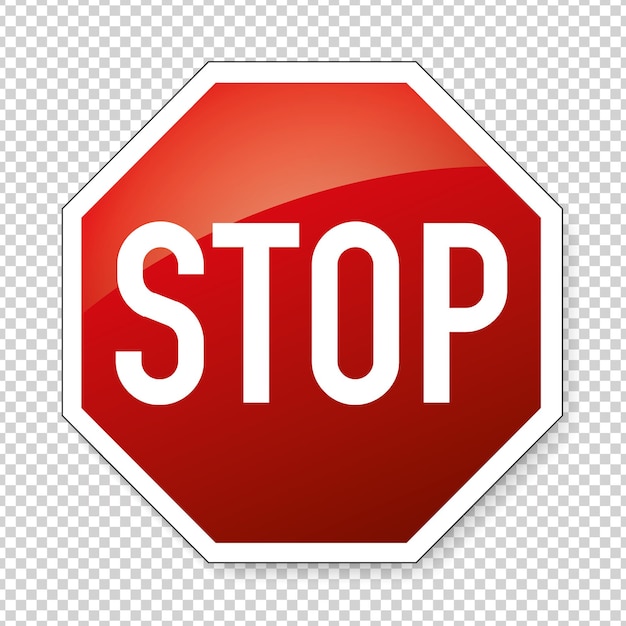 Stop sign German traffic sign stop on checked transparent background Vector illustration Eps 10 vector file