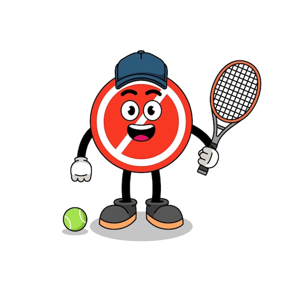 Stop sign illustration as a tennis player character design