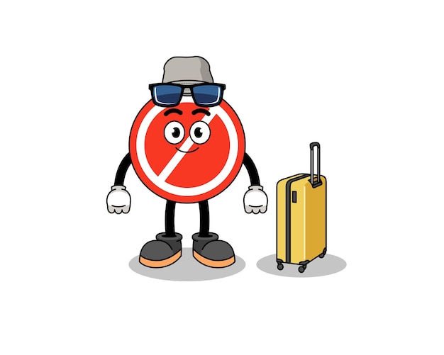 Vector stop sign mascot doing vacation character design