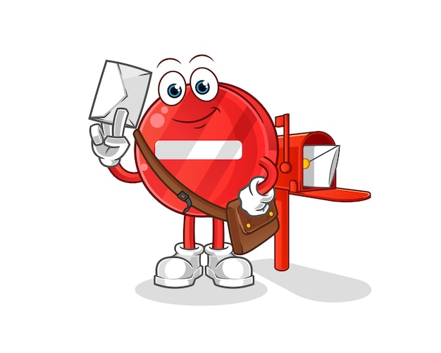 Stop sign postman cartoon character