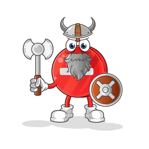 Stop sign viking with an ax illustration